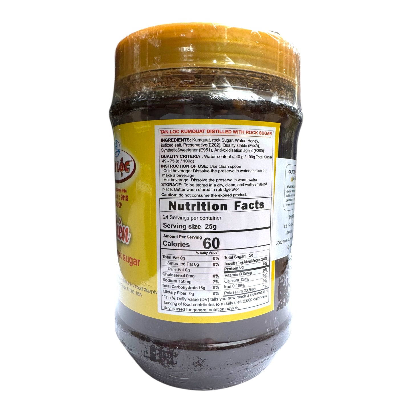 Tấn Lộc Kumquat Distilled with Rock Sugar/Tac Chung Duong Phen – 21.2 oz (600 g)