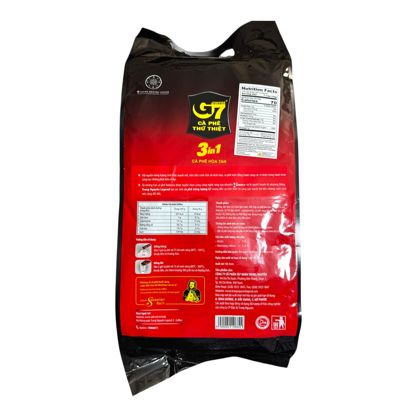 Trung Nguyen G7 3-In-1 Instant Vietnamese Coffee Mix (Local) - 100 packs (1.6kg)