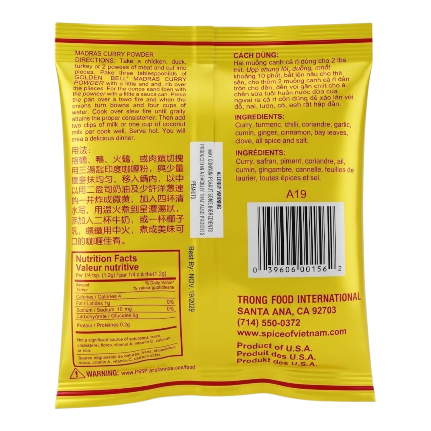 Kim Tu Thap - Madras Curry Powder/Ca Ri Ni An Do - 4 Oz