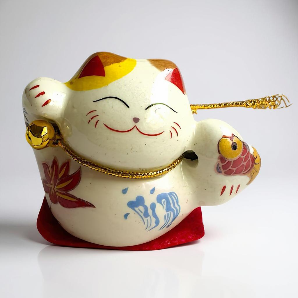 Set of 5 Mini Lucky Cat Figurines H 1.5"