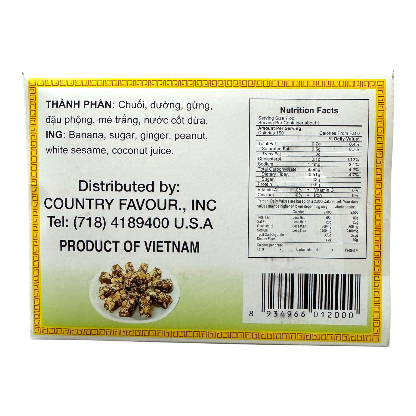 Banana Ginger Candy/Keo Chuoi Gung 10.5 oz (300g)