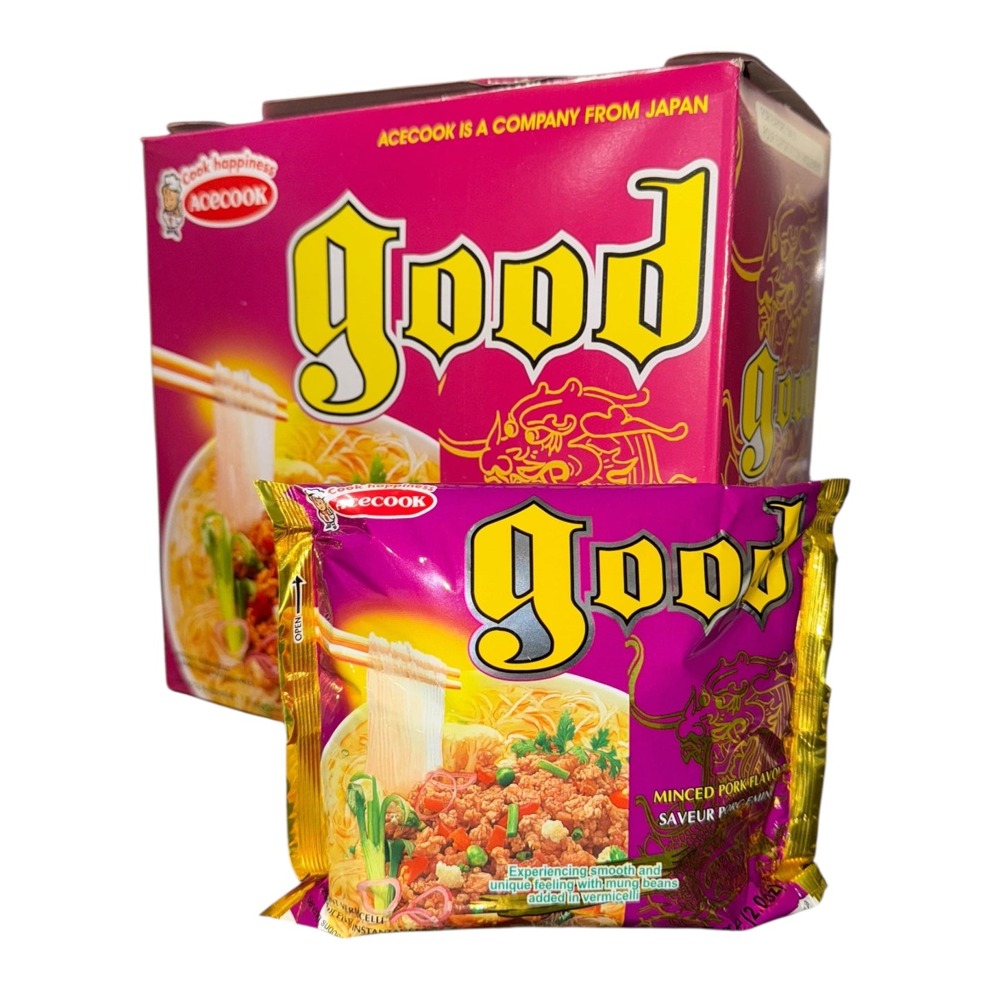 Acecook Good Instant Vermicelli – Minced Pork Flavor/Mien Goi Vi Thit Bam - (12 bags x 57g)