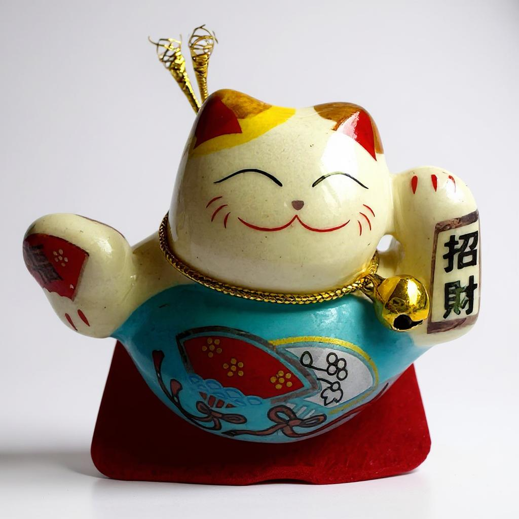 Set of 5 Mini Lucky Cat Figurines H 1.5"