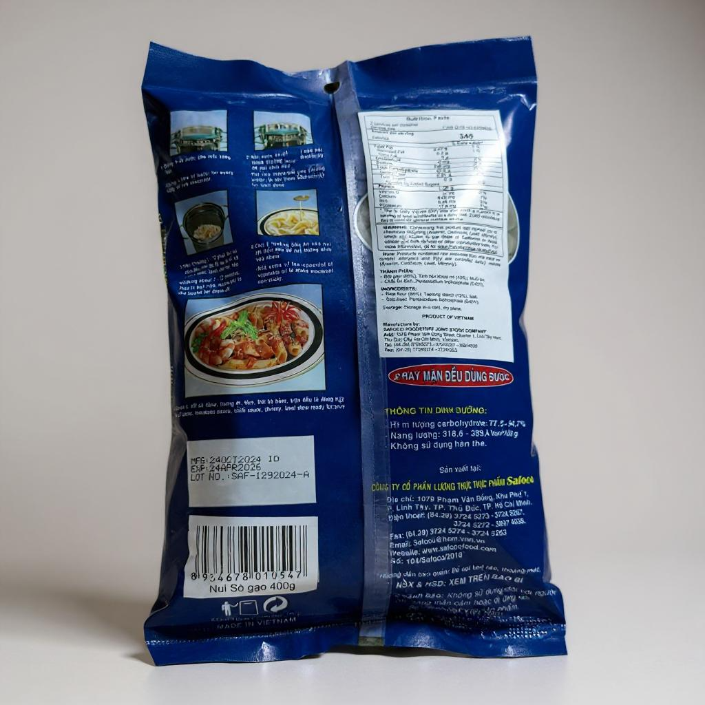 Safoco Rice Macaroni Oyster Shell Shape/Nui Gao (14.1 oz / 400g)
