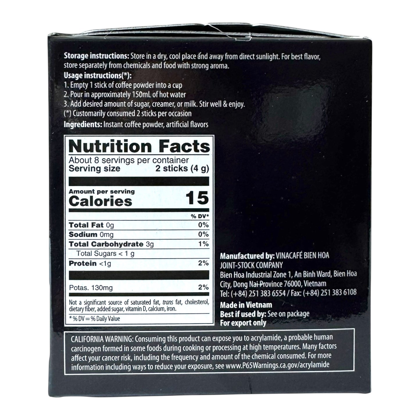 Vinacafé Instant Coffee (Black) | Cà Phê Hòa Tan Vinacafé - 15 sticks (30g)