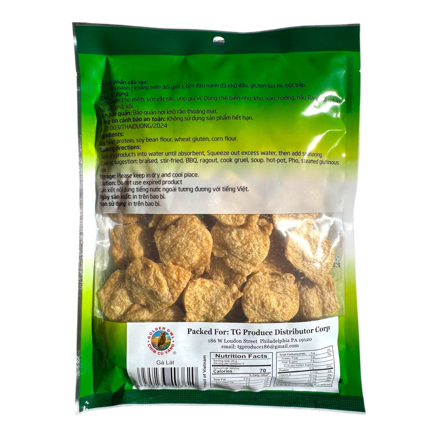 Golden Owl-Vegetarian Food - Textured Soy Bean Protein (NO MSG)/ Ga Lat Chay 100g