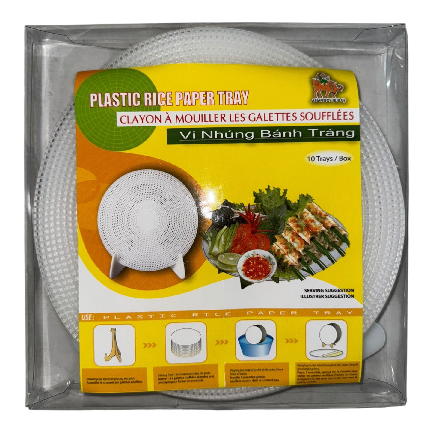 Plastic Rice Paper Tray - Vĩ Nhúng Bánh Tráng – 10 Trays/Box