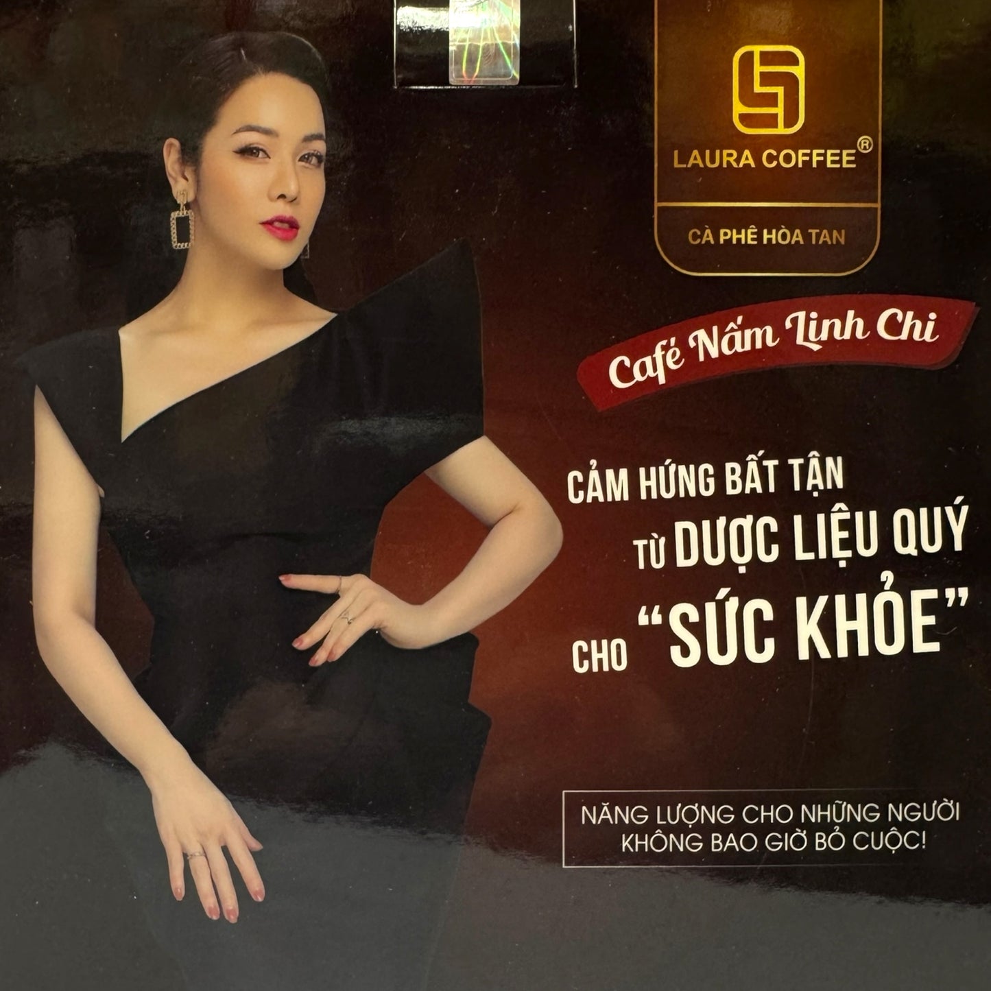 Laura Coffee - Instant Coffee with Ganoderma Cà phê Nấm Linh Chi box of 10 packs
