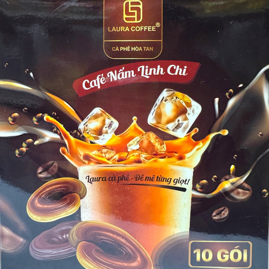 Laura Coffee - Instant Coffee with Ganoderma Cà phê Nấm Linh Chi box of 10 packs