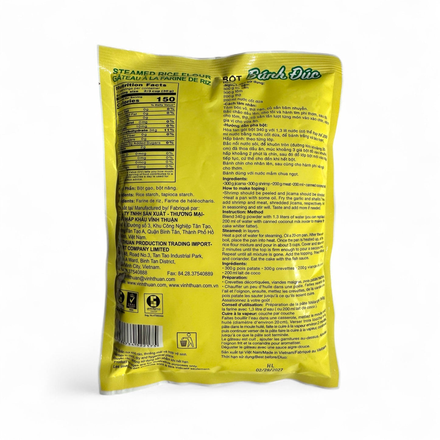 Vinh Thuan Steamed Rice Flour/Bot Banh Duc – 12 oz (340 g)