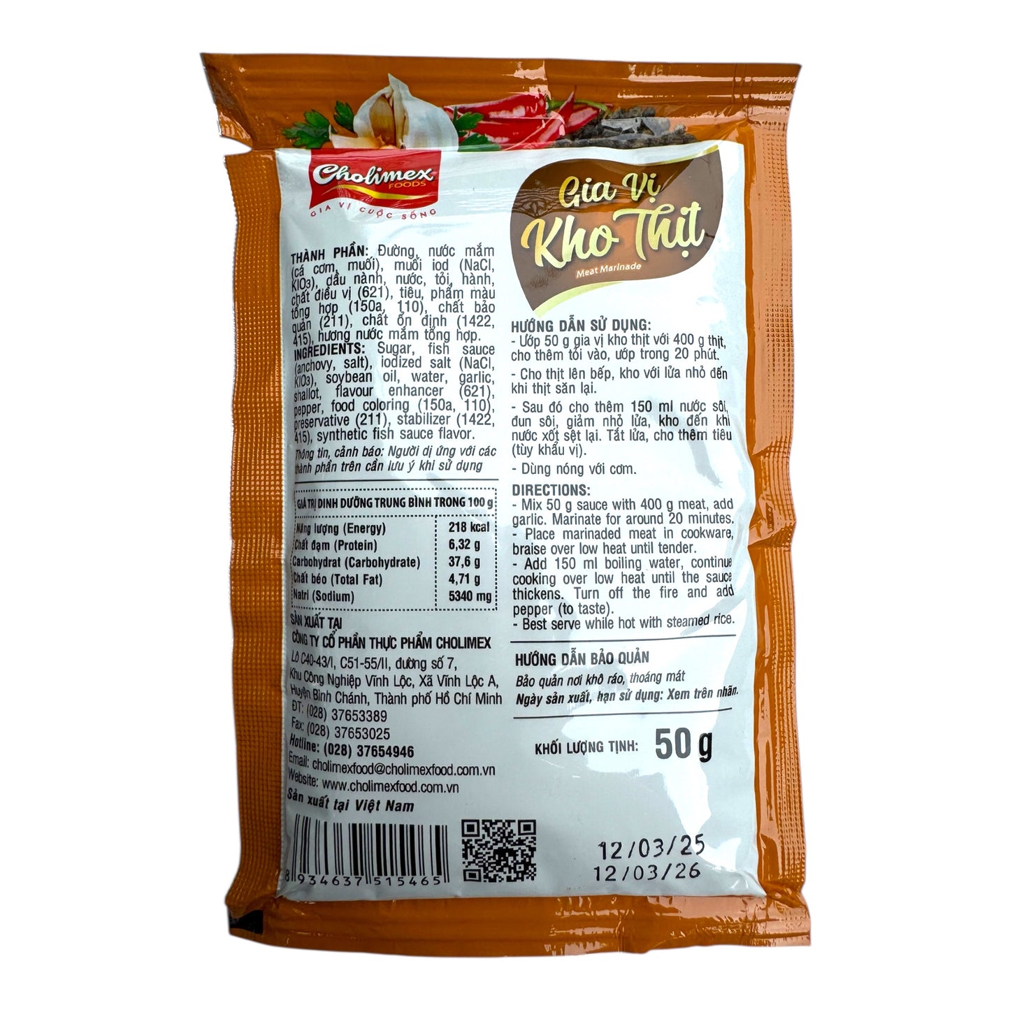 Cholimex Meat Marinade/Gia Vi Kho Thit - Combo 5 units x 50g