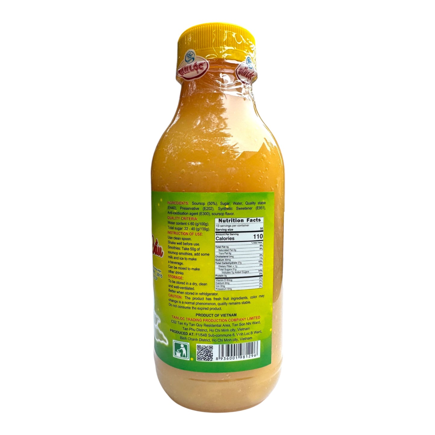 Tấn Lộc Soursop Smoothies/Sinh To Mang Cau – 1.1 lbs (500 g)