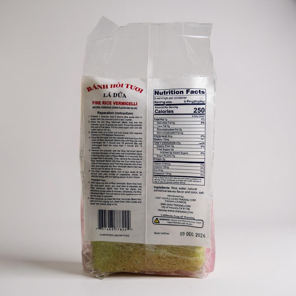 Three Ladies Brand Rice Vermicelli Pandan- Bánh Hỏi Tươi Ba Cô Gái - 12 oz