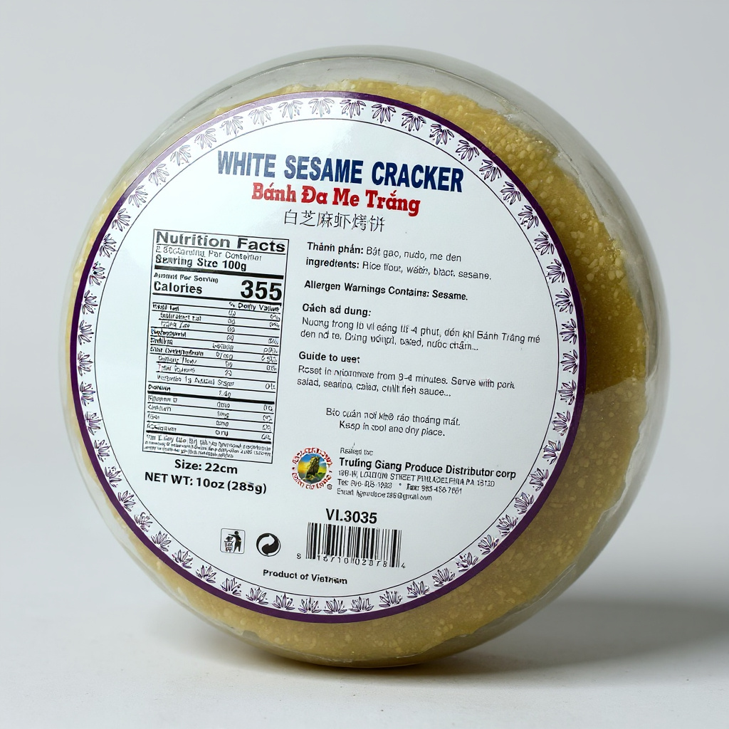 White Sesame Cracker | Banh Da Me Trang - 10 OZ (285g)