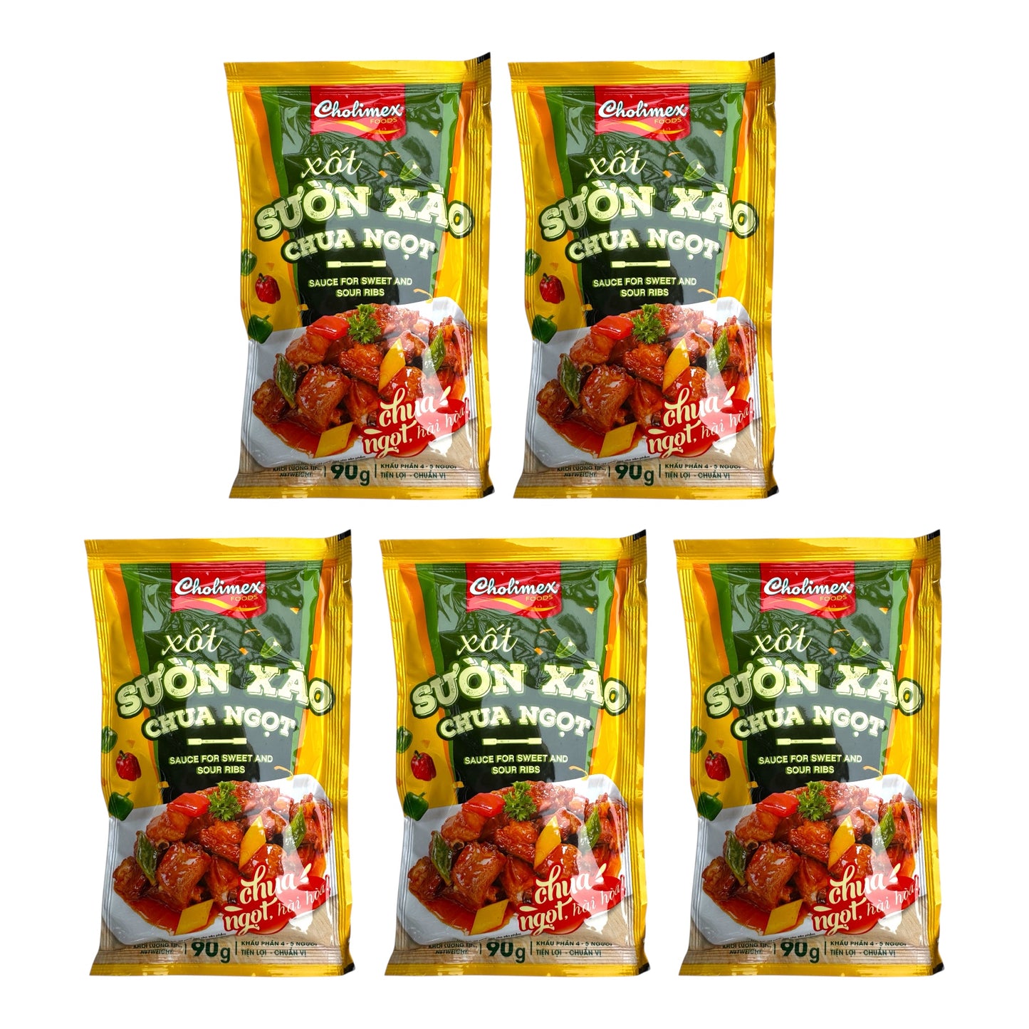 Cholimex - Sauce for Sweet and Sour Ribs/Sot Suon Xao Chua Ngot - Combo 5 units x 90g