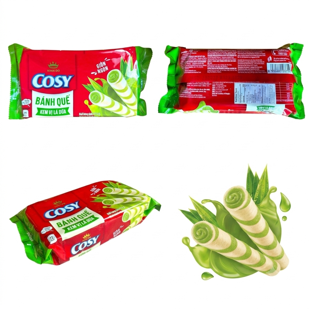 Cosy Pandan Wafer Rolls Banh Que
