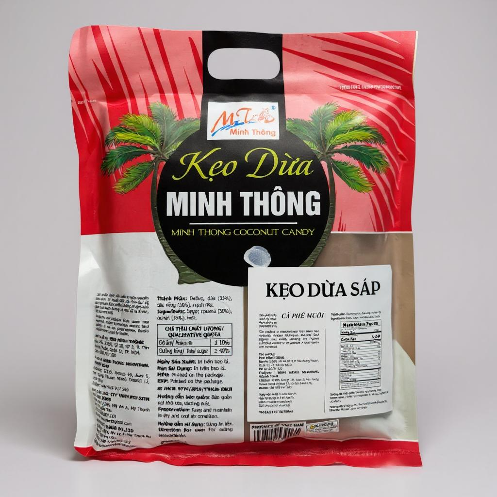 Minh Thong Salted Coffee Wax Coconut Candy | Keo Dua Sap Cafe Muoi (500g)