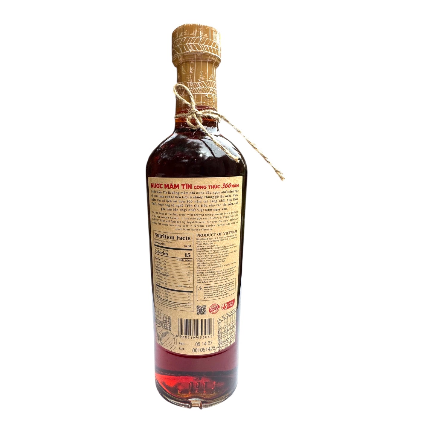 Tĩn Fish Sauce/Nuoc Mam Tin - 16.9 fl. oz (500 ml)
