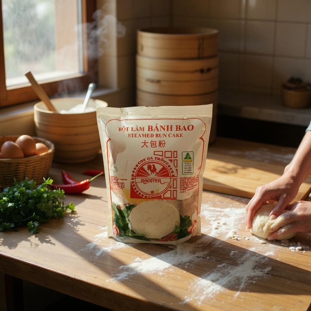 Rooster Brand Steamed Bun Cake Mix - Bột Làm Bánh Bao 14 oz