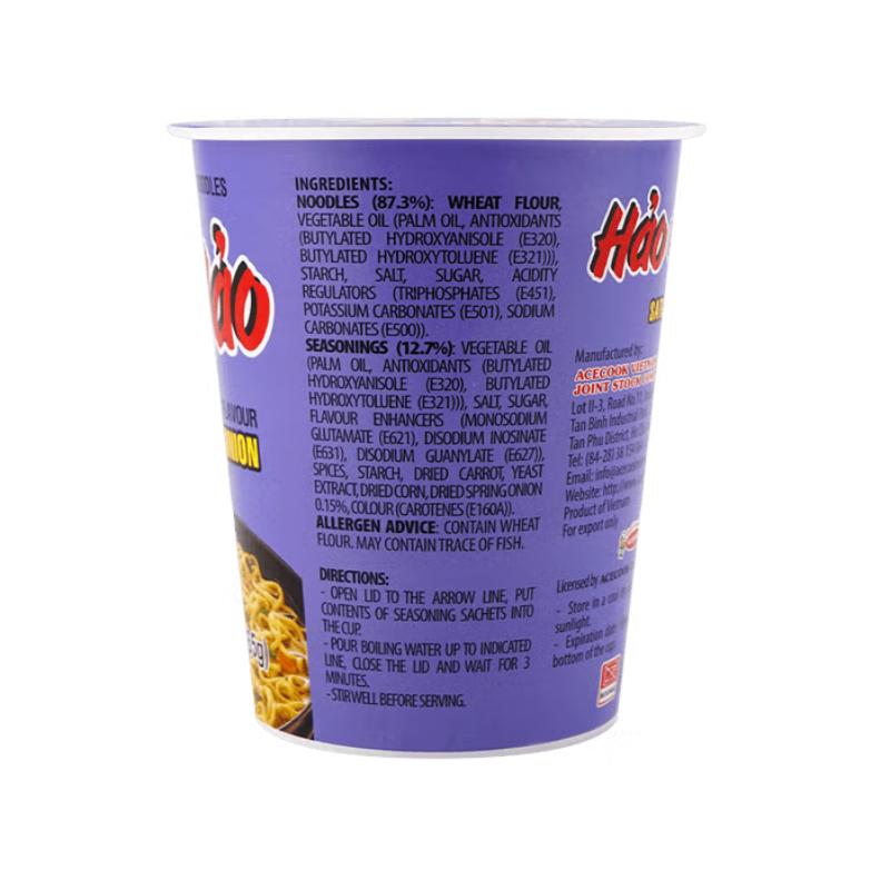 Hao Hao Instant Noodle Cups 65g (2.3oz)