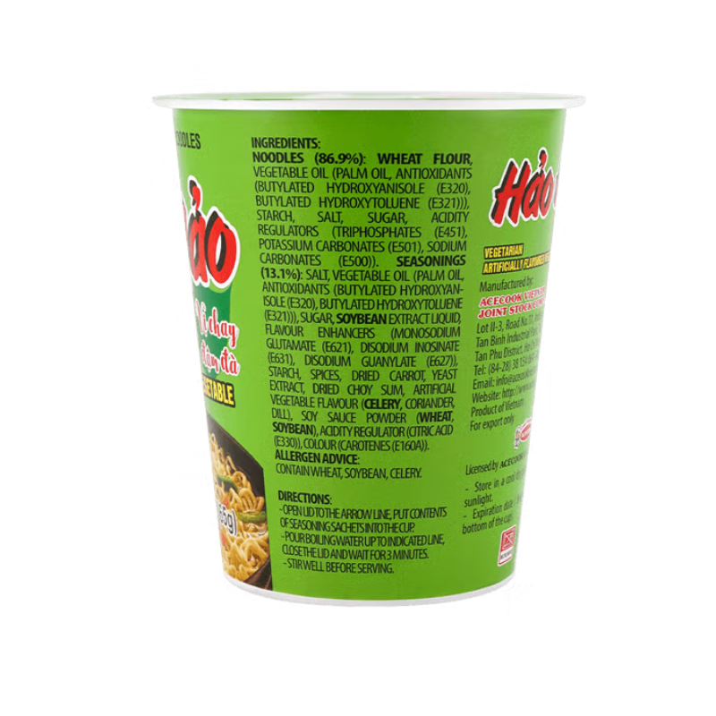 Hao Hao Vegetarian Flavor Cup Noodles 65g (2.3 oz)