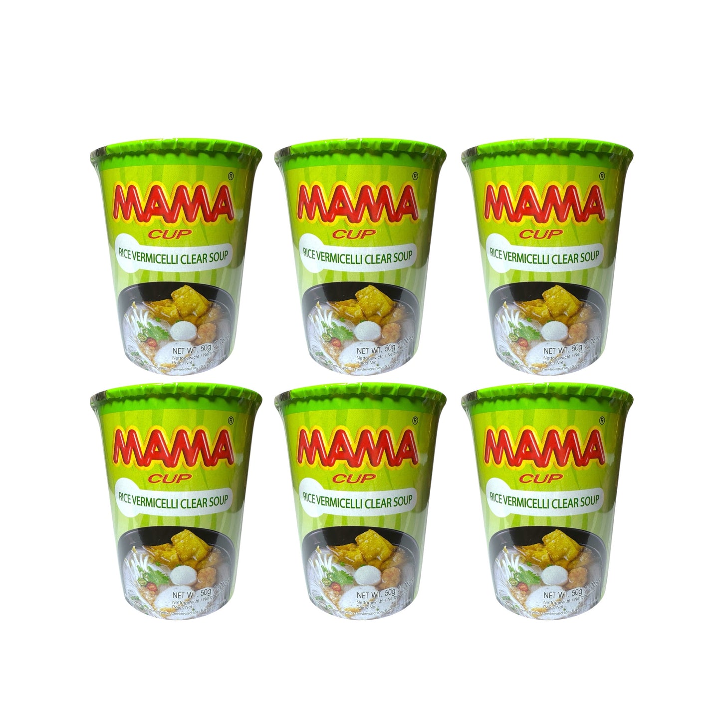 MAMA Cup Rice Vermicelli Clear Soup/ Mien Gao An Lien - Combo 6 cup x 50g