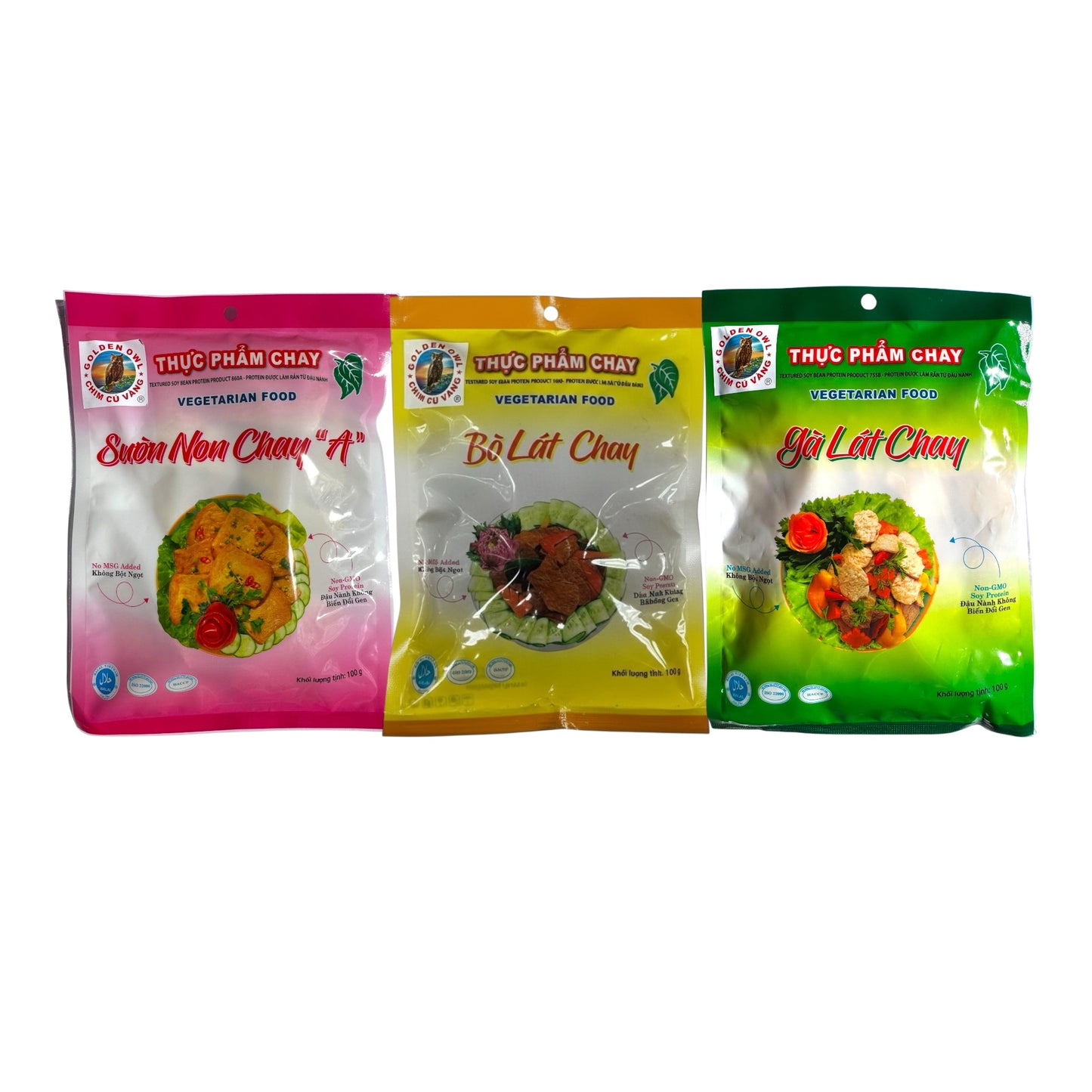 Combo of 3 Premium Vegan Soy Protein Products Vegetarian Chicken Rib Beef Flavor