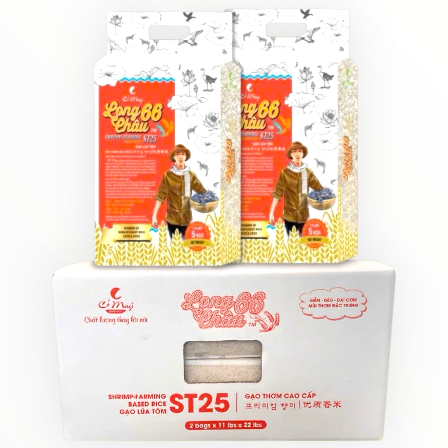 Long Chau 66 ST25 Premium White Rice - Gạo ST25 Lúa Tôm Thượng Hạng