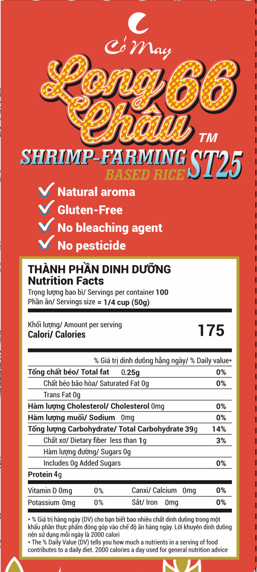 Long Chau 66 ST25 Premium White Rice - Gạo ST25 Lúa Tôm Thượng Hạng