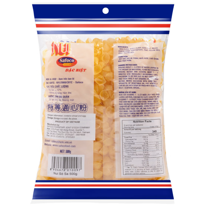 Safoco Egg Macaroni Oyster Shell Shape - 17.6 oz