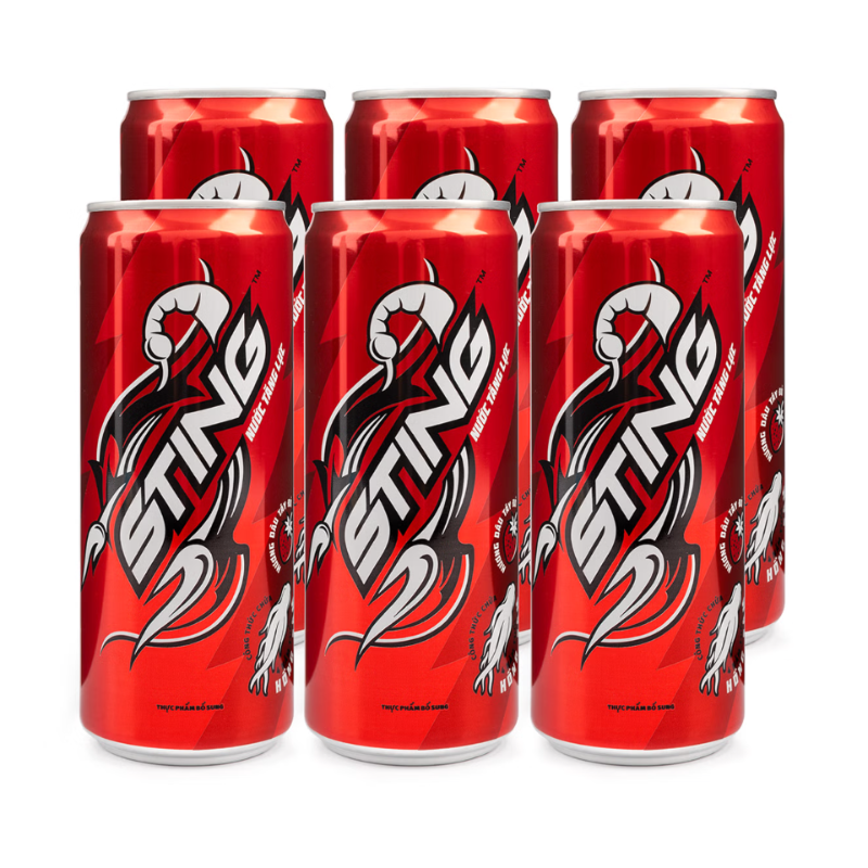 Sting Energy Drink, Strawberry (Nước Tăng Lực Sting Dâu) - 6 cans