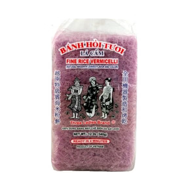 Three Ladies Fine Rice Vermicelli Magenta Leaves - 12 oz