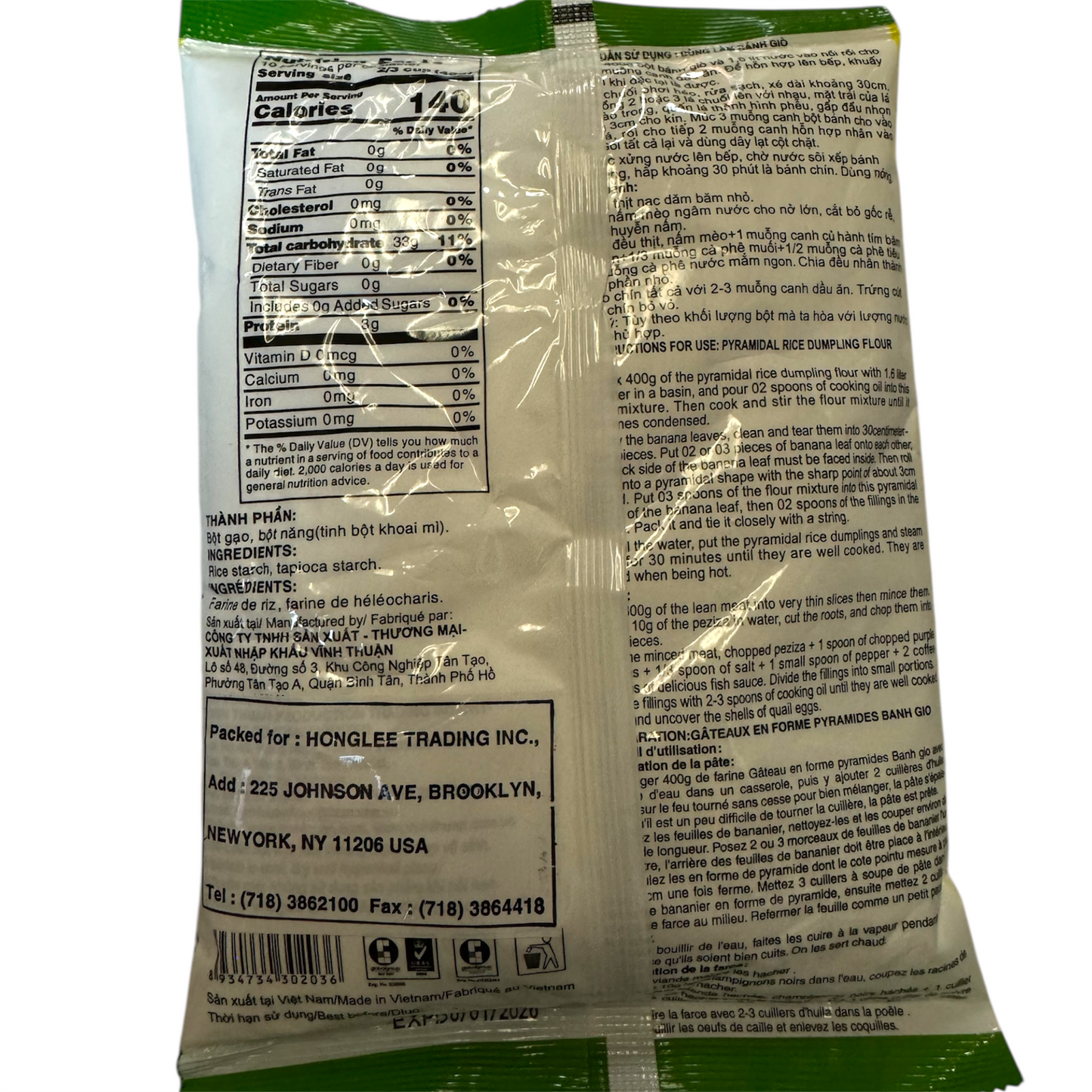 Vinh Thuan Pyramidal Rice Dumpling Flour Bột Bánh Giò Vĩnh Thuận 14.1 oz (400g)