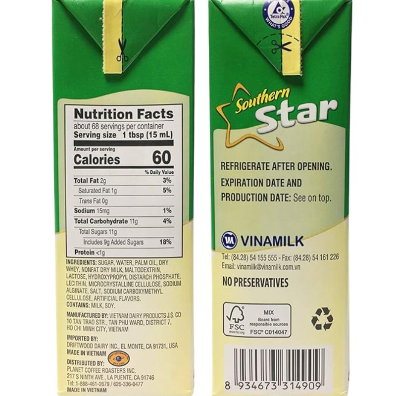 Vinamilk Sweetened Condensed Milk Creamer (Sữa Đặc) - 13.4 oz Box