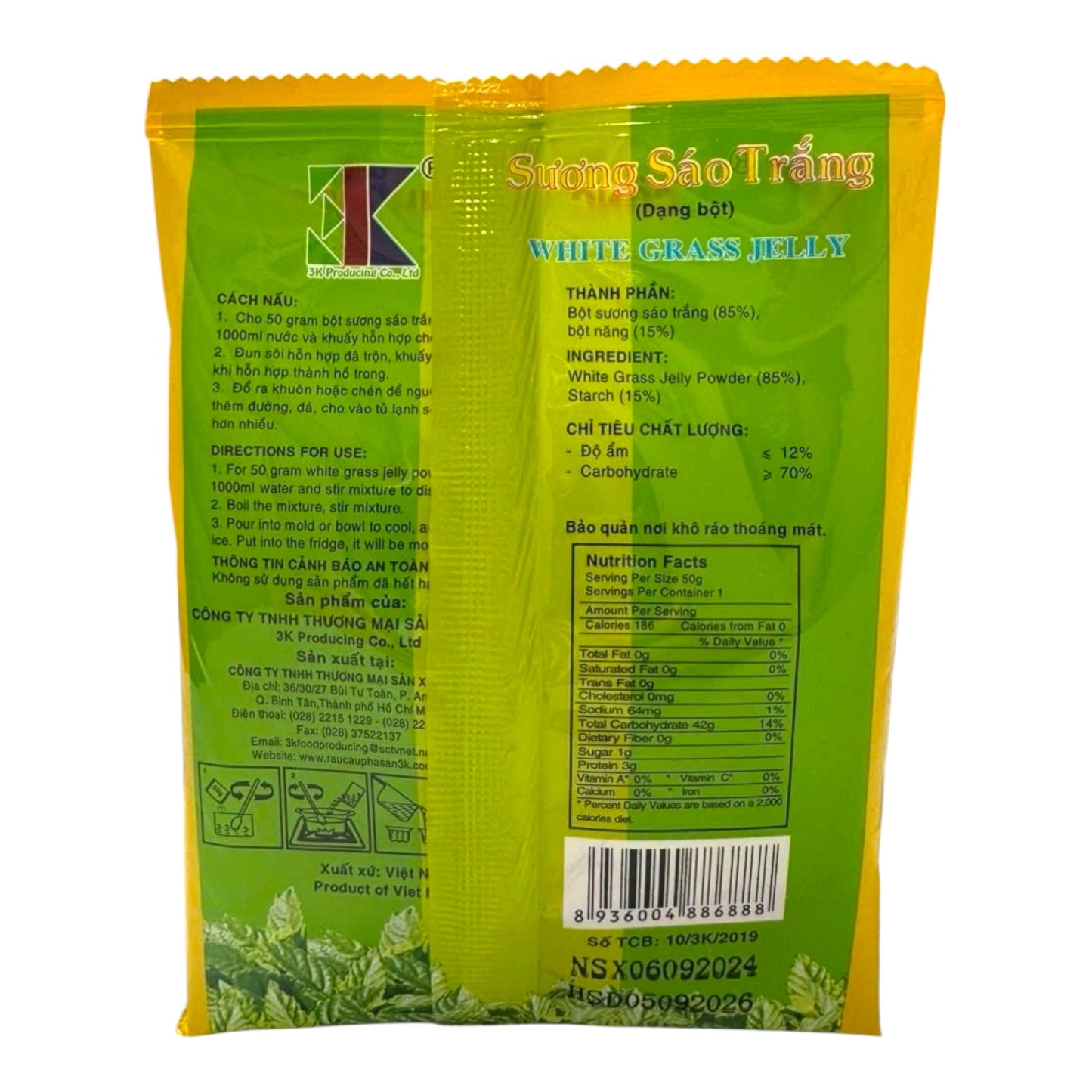 White Grass Jelly Mix - Bột sương sáo trắng 50g