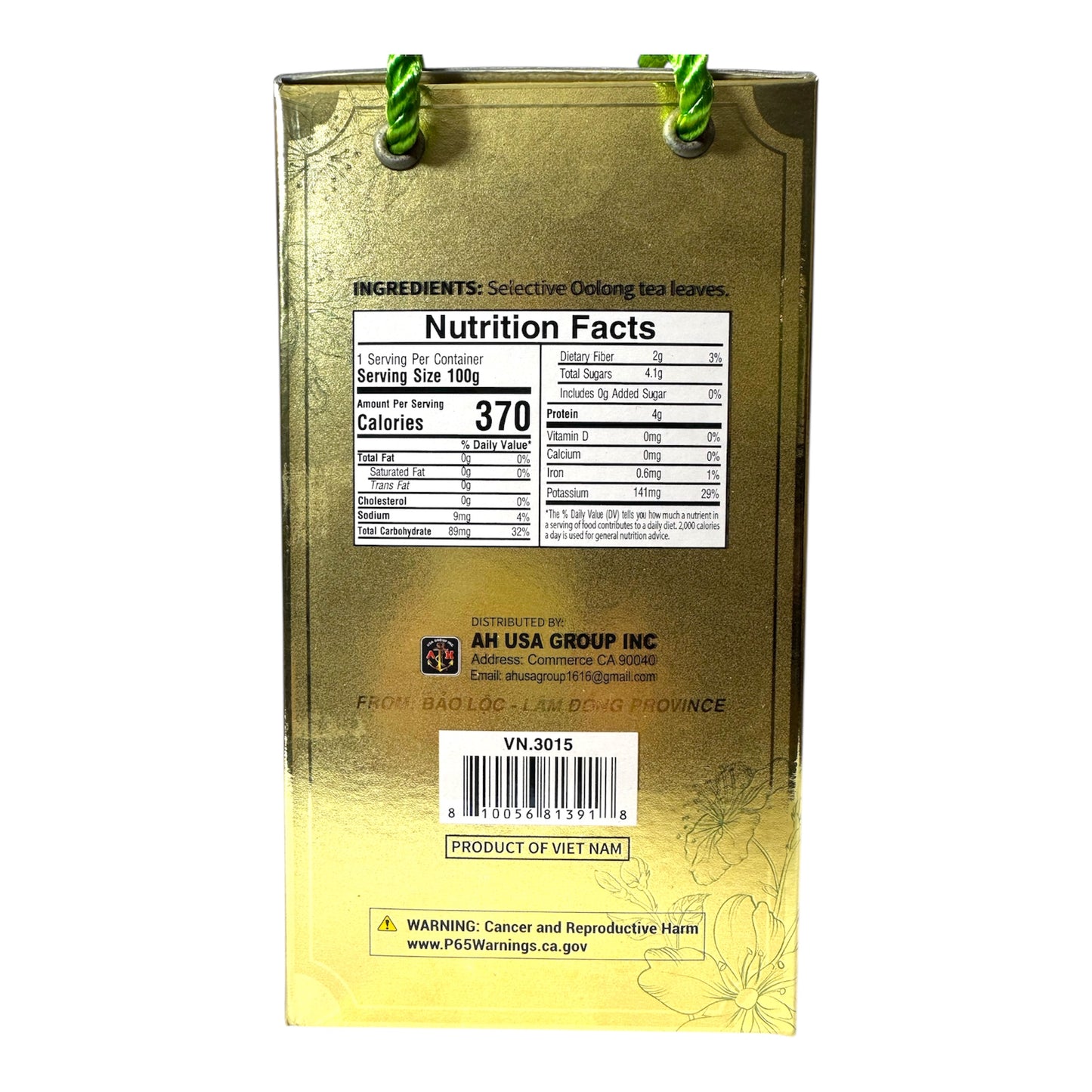 GOLDEN KOI'S - OOLONG TEA/Tra O Long Bao Loc - 250g