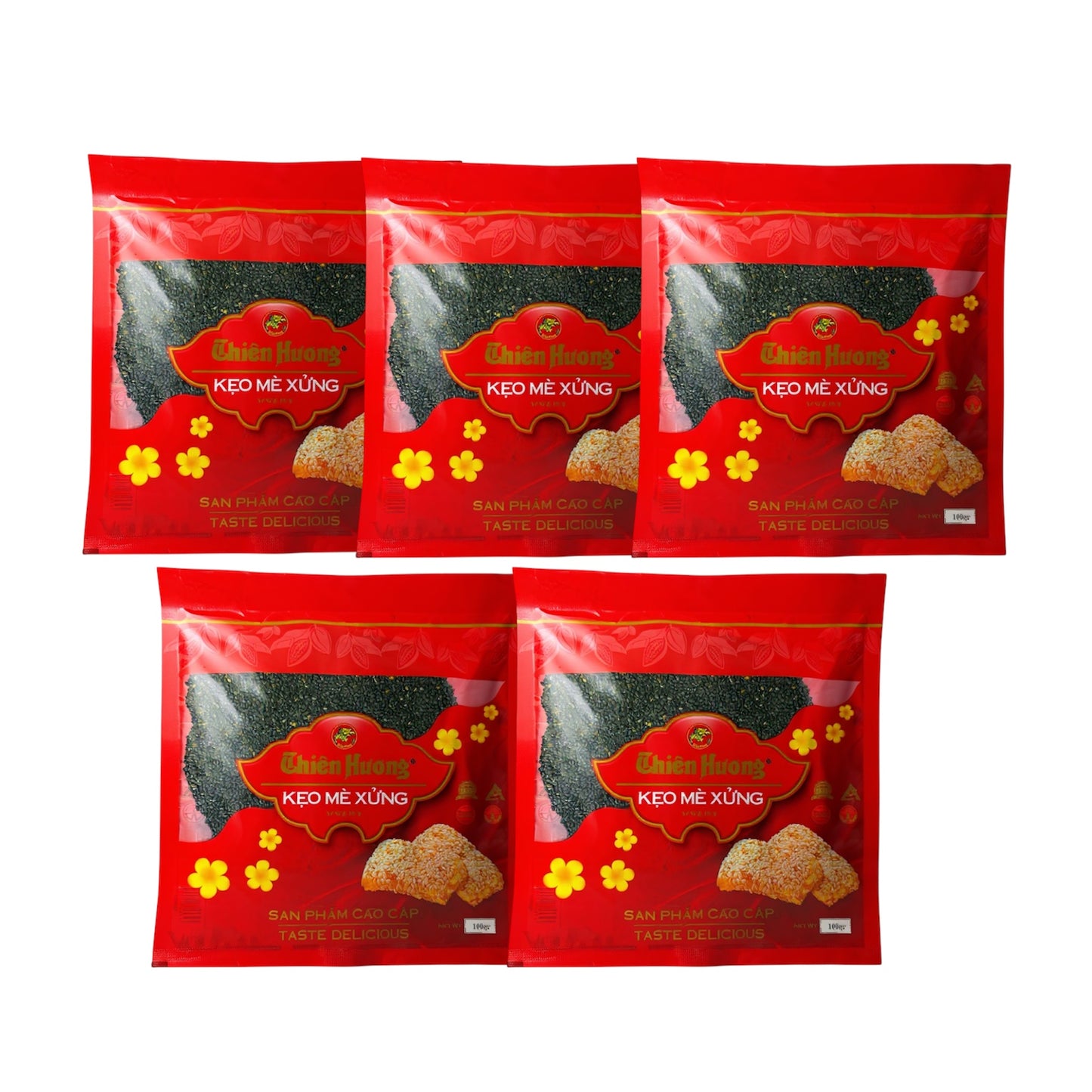 Thien Huong-Sesame Peanut Brittle/Keo Me Xung - 100g - Pack of 5 1 each