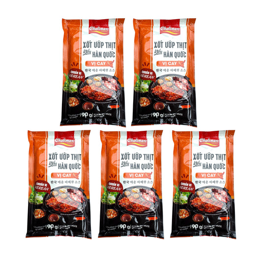 Cholimex Korean BBQ Sauce (Spicy Taste)/Sot uop thit kieu Han Quoc (Vi cay) - Combo 5 units x 90g