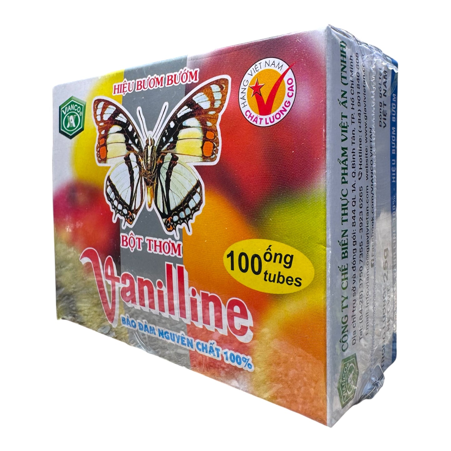 Vianco Vanilline Powder Butterfly Brand/Bot Thom Vani (100 tubes)