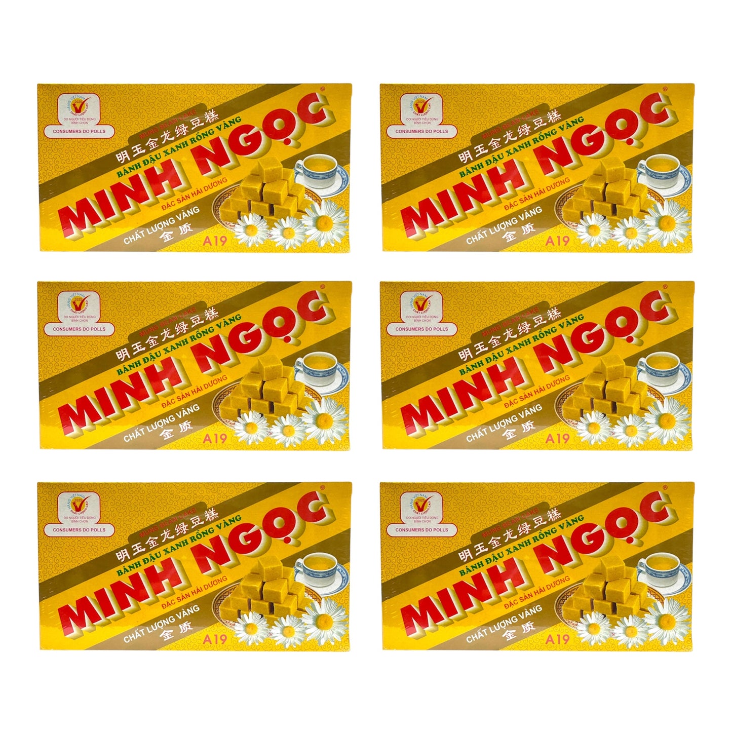 Minh Ngoc Golden Dragon Mung Bean Cake/ Banh Dau Xanh Rong Vang (200g) - Pack of 6 1 each