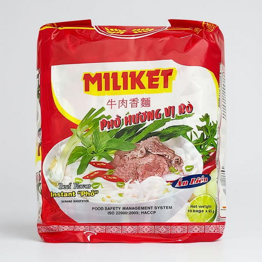 Miliket Instant Pho Noodles, Beef Flavor (Pho Huong Vi Bo) - 10 packs x 65g
