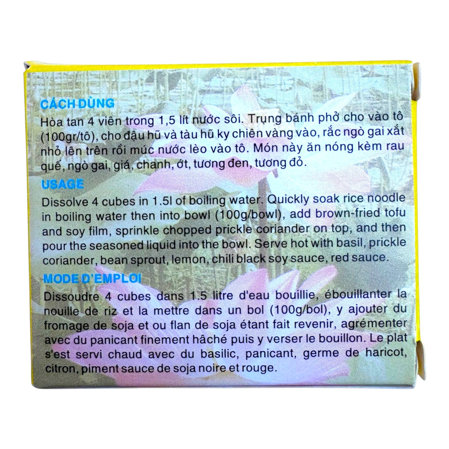 BAO LONG-VEGETARIAN 'PHO' SOUP SEASONING CUBES/VIÊN GIA VỊ PHỞ CHAY-2.64 OZ (75g)