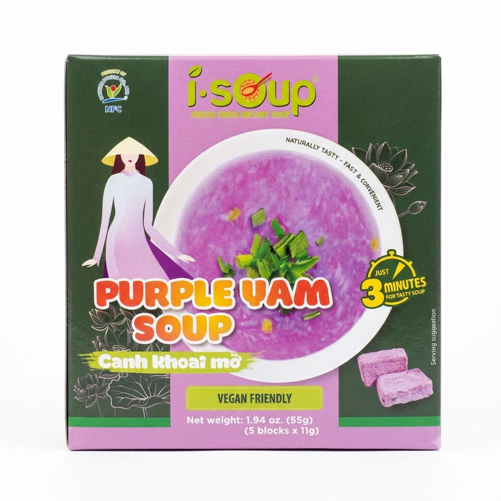 [i-Soup] Freeze Dried Instant Purple Yam Soup/Canh Khoai Mo - 55g