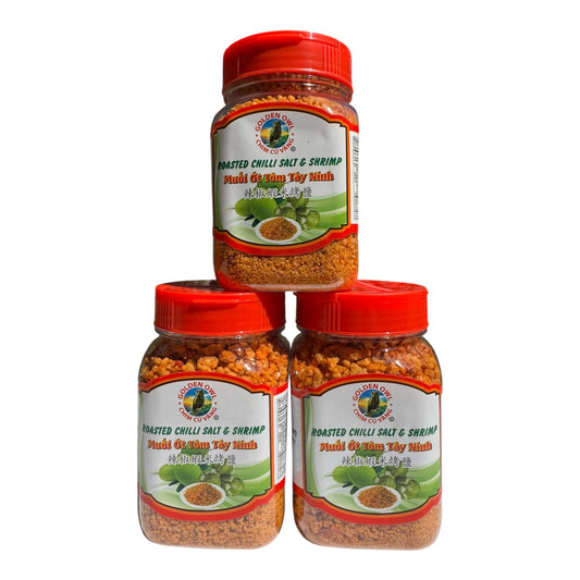 Golden Owl - Roasted Chili Salt & Shrimp – Muoi Ot Tom Tay Ninh – Combo 3 jar x 7 oz