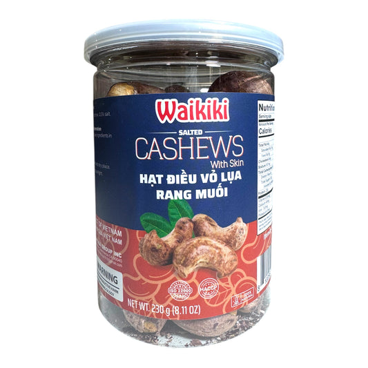 Waikiki-Salted Cashews with Skin/Hat Dieu Vo Lua Rang Muoi - 230g