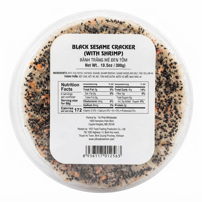 Black Sesame Cracker (With Shrimp)/Banh Trang Me Den Tom – 10.5 oz (300g)