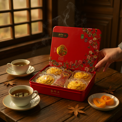 Malaysian Mooncake with Salted Egg Yolk 740g/Banh Trung Thu Hat Sen Tra Xanh Trung Muoi - 740g