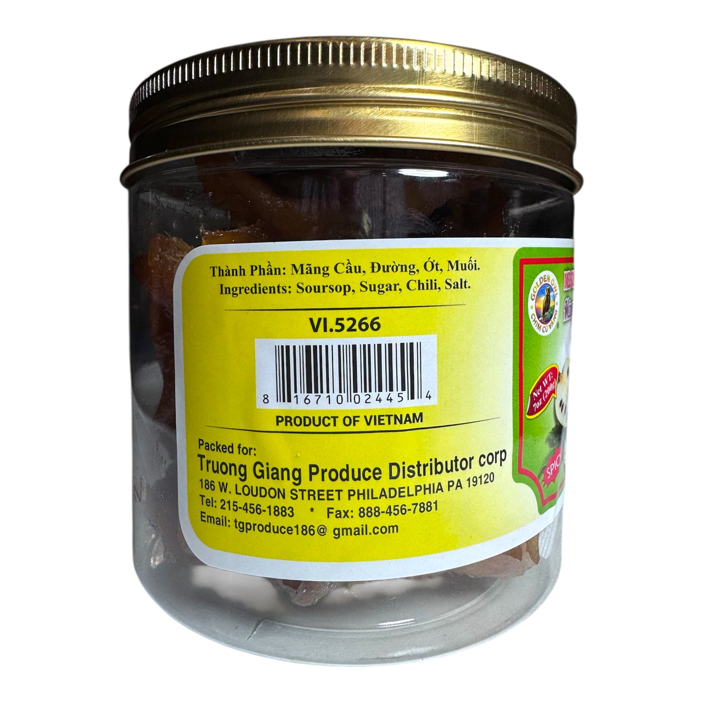 Dried Soursop with Salt & Chili/Mang Cau Say Deo Muoi Ot - 7 oz (200g)