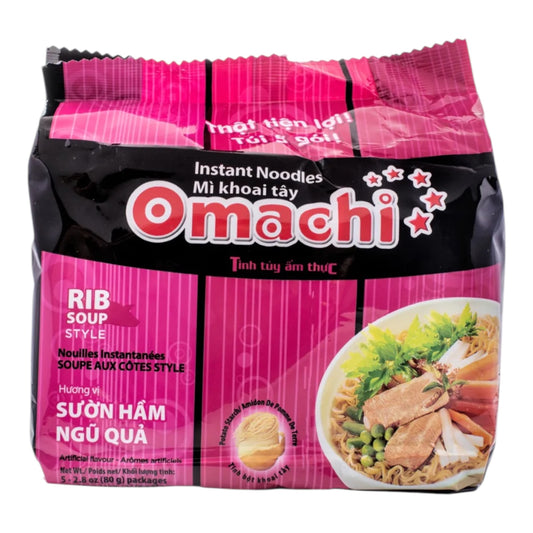 Omachi Rib Soup Style Instant Noodles | Mì ăn liền Omachi Sườn hầm ngũ quả - 5 x 2.82 oz (packages)