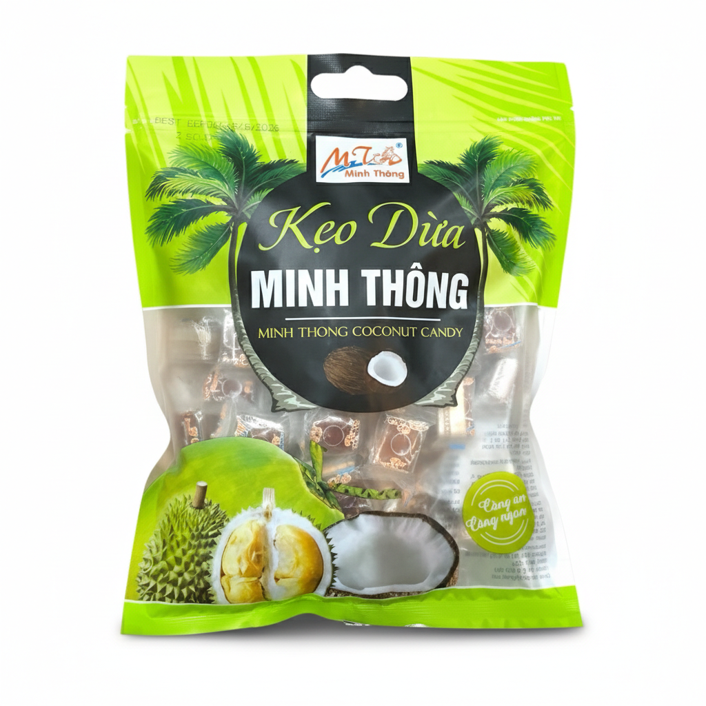 Minh Thong Salted Coffee Wax Coconut Candy | Keo Dua Sap Cafe Muoi (500g)